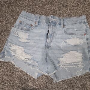 American Eagle Outfitters Light Blue Ripped Jean Shorts